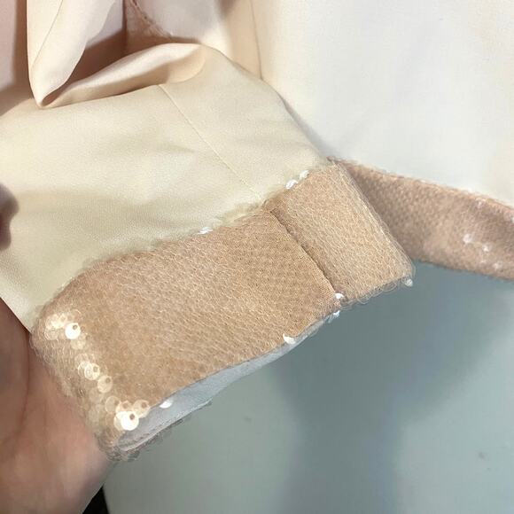 Cinq à Sept Blush Pink & Cream Rina Cropped Sequin Blazer Jacket Sz 6 - Picture 4 of 11